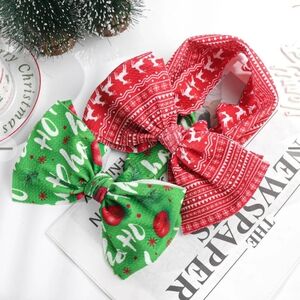 YanJie Set Of 2 Christmas Baby Girls Headbands Red Green Bow NWT